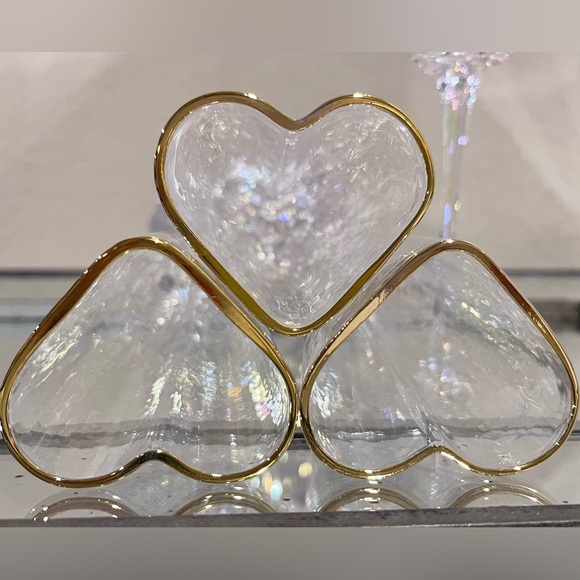 4-NIB HEART SHAPED IRIDESCENT TALL CHAMPAGNE GLASSES - Picture 10 of 16